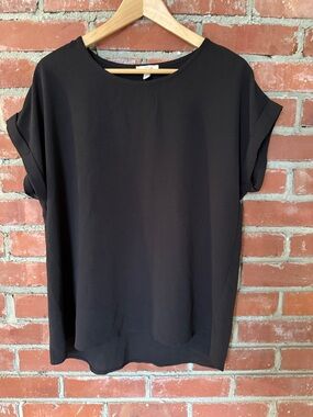 Como Vintage Black Short Sleeve Boxy Blouse